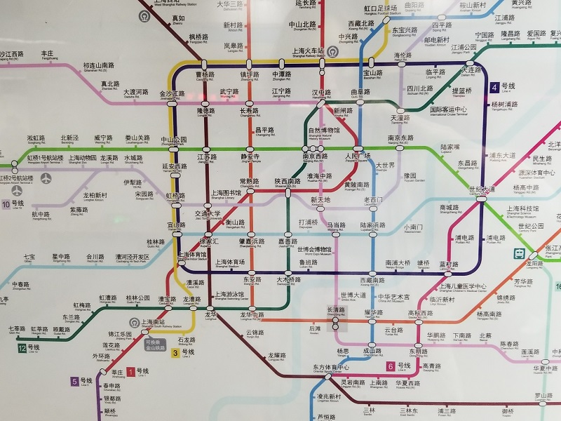 上海の地下鉄の地図